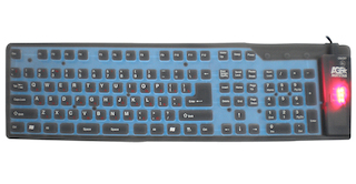 Клавиатура AgeStar AS-HSK810FA EL (BLACK) combo USB+ PS/2, гибкая, черная, 109 клавиш, с подсветкой
