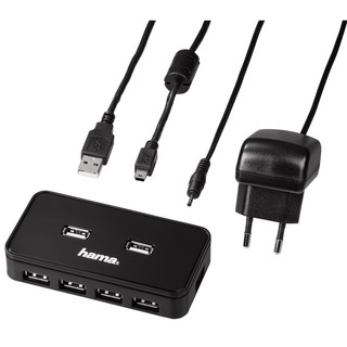 Хаб USB Hama H-39859 Концентратор USB 2.0 1:7 активный черный