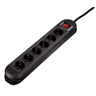 Удлинитель Hama H-108889 сет.Colour on/off 6 р."защита от детей"хран.для каб. 3м 3x1.5 кв.мм черный