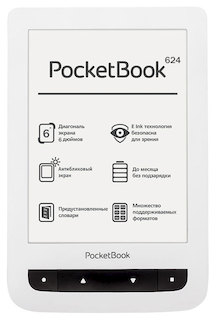 Электронная книга PocketBook 624 6" E-Ink Pearl 600x800 capacitive touch 1.0Ghz 256Mb/4Gb SD белый