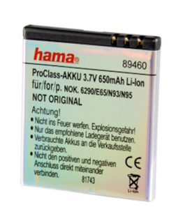 Аккумулятор Hama H-89460 Li-Ion для NOKIA 3 7В/650мАч 5зв