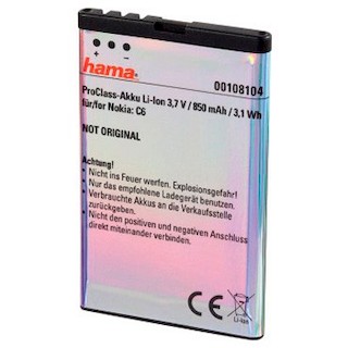 Аккумулятор Li-Ion Hama H-108104 3.7В/850мАч для Nokia C6