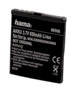 Аккумулятор Li-Ion Hama H-89506 3.7В/650мАч для Nokia 6290/E65/N93i/N95