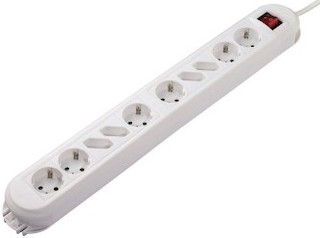 Сетевой удлинитель Hama Colour 3м (10розеток) white с выключателем/"защита от детей" (H-108887)