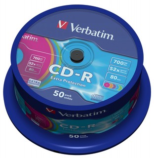 Диск CD-R Verbatim 700Mb 52x Cake Box Extra Protection Colour (50шт) 43711