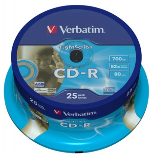 Диск CD-R Verbatim 700Mb 52x Version 1.2 Lightscribe (25шт) 43659