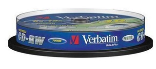 Диск CD-RW Verbatim 700Mb 12x Cake Box DataLife+ (10шт) 43480