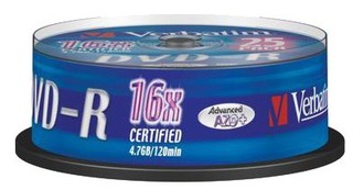 Диск DVD-R Verbatim 4.7Gb 16x Cake Box (25шт) 43522