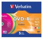 Диск DVD-R Verbatim 4.7Gb 16x Slim Color (5шт) 43557