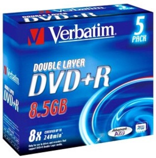 Диск DVD+R Verbatim 8.5Gb 8x Double Layer (5шт) 43541