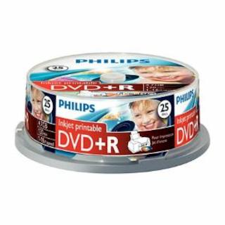 Диск DVD+R Philips 4.7Gb 16x Cake Box Printable (25шт) (5809)