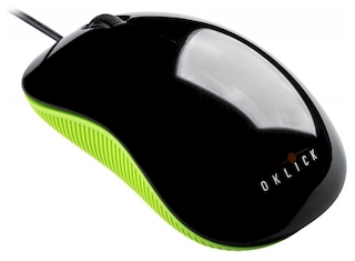 Мышь Oklick 165M черный/зеленый (1000dpi) USB