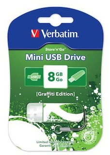 Флеш Диск Verbatim 8Gb Store n Go Mini GRAFFITI EDITION 98163 USB2.0 зеленый