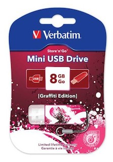 Флеш Диск Verbatim 8Gb Store n Go Mini GRAFFITI EDITION 98165 USB2.0 красный