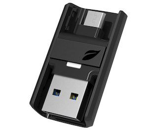 Флеш Диск Leef 64Gb Bridge LFBRI-064GKR USB2.0 черный OTG microUSB
