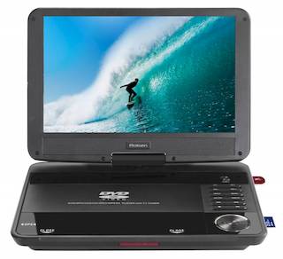Портативный Плеер Rolsen RPD-10D08D 10"/1024x600/поворотный экран/DVD/CD SD/MMC черный