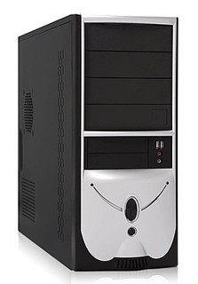 Корпус Foxconn TLA-436 black/silver w/o PSU ATX USB Audio Mic Fan AirDuct