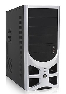 Корпус Foxconn TLA-570 black/silver w/o PSU ATX USB audio mic fan AirDuct