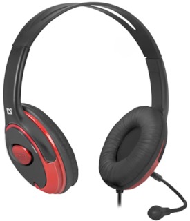 Гарнитура DEFENDER PHOENIX 875  черный + красный, кабель 1,8 м