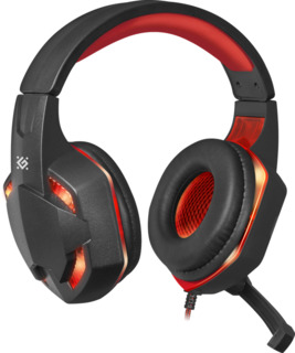 Гарнитура Defender Warhead G-370 черный/красный 2м накладные (64037)