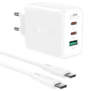 Сетевое з/у ACEFAST A13 PD65W USB-C+USB-C+USB-A 3-port charger set EU. Цвет: белый