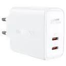 Сетевое з/у ACEFAST A29 PD50W GaN USB-C+USB-C dual port charger (EU). Цвет: белый