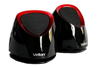 Колонки VELTON SPS-28 2.0, 6Вт (3Вт*2 RMS), 95дБ сигнал/шум, bass reflex, USB питание, черно-красный глянец